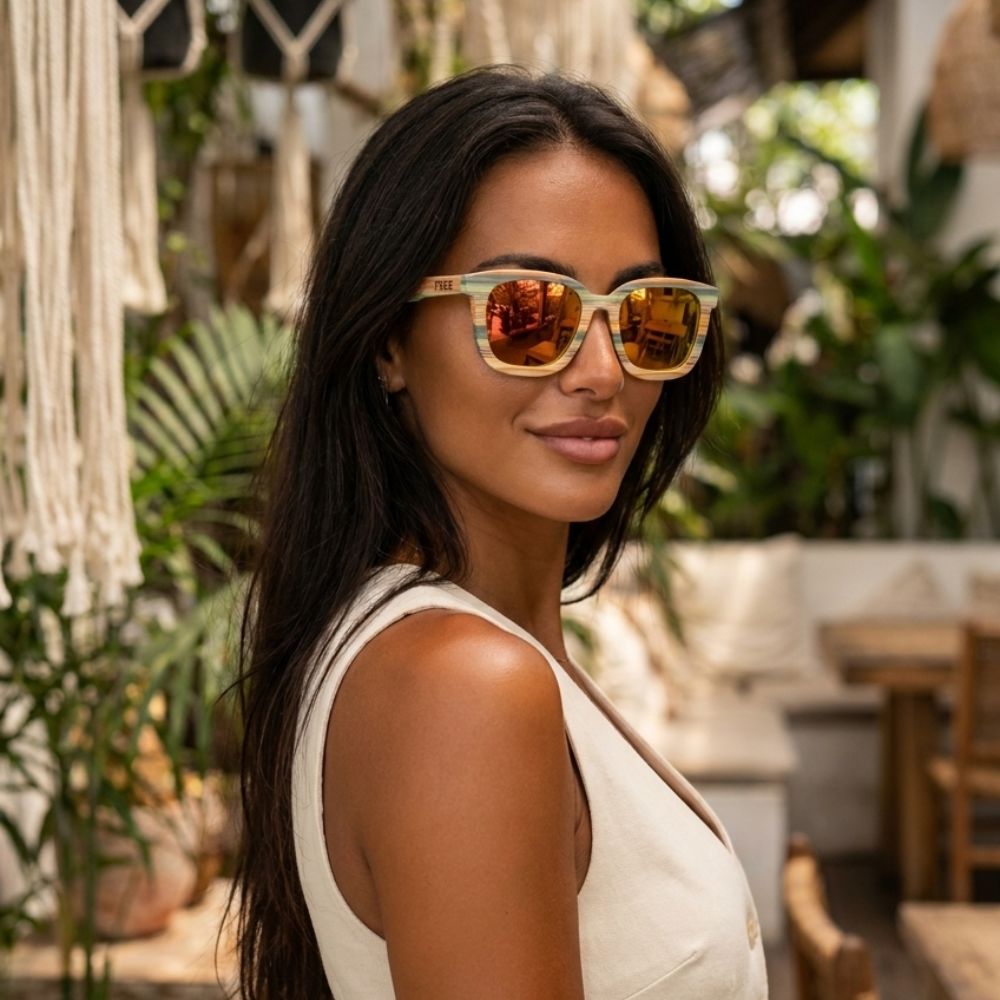 Lunettes en Bois - Skateboard Orange