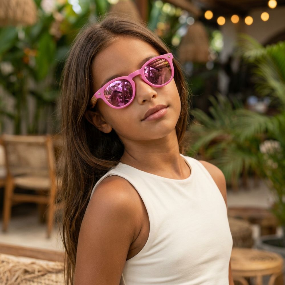 Lunettes en bois Enfant - Summer Pink