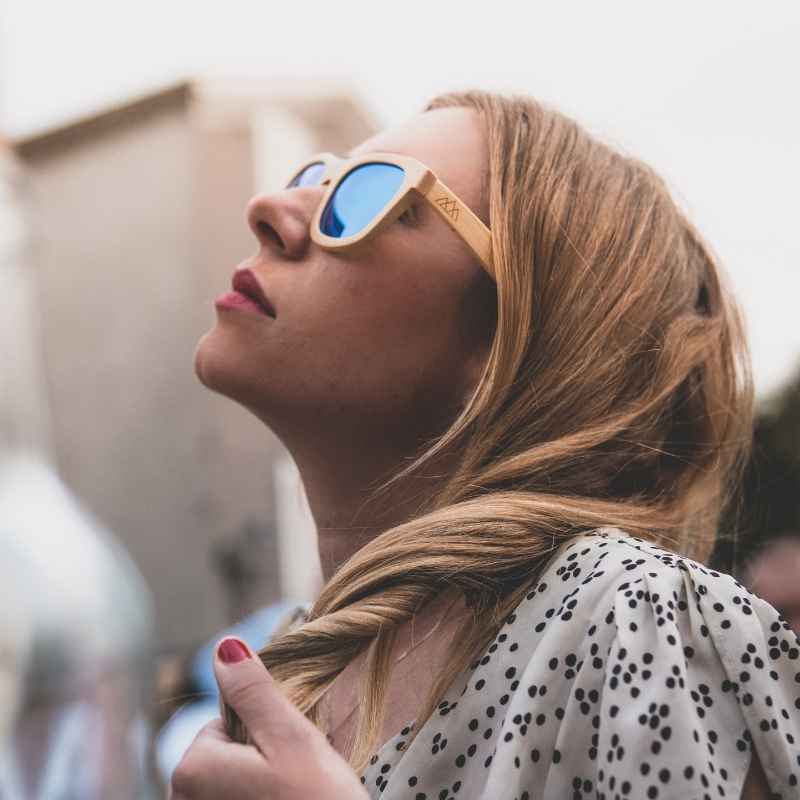 Lunettes en bois - Bambou Ambre Bleu