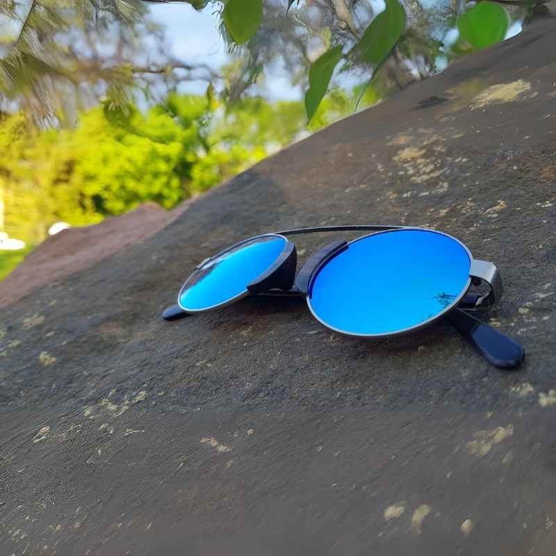 Lunette Soleil Bois Homme - Vintage Bleu