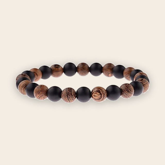Bracelet tibétain Duo Noir & Bois – The Wood Stock