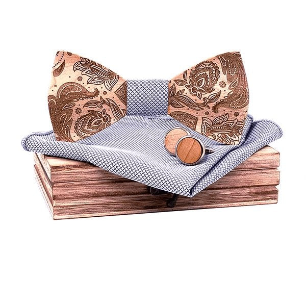 Coffret Noeud Papillon Bois - Fleur Vintage - The Wood Stock
