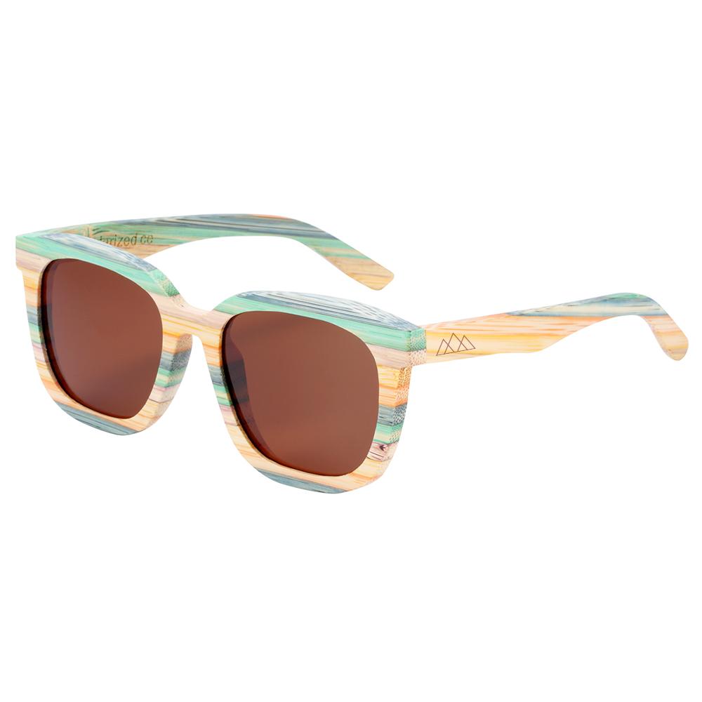 Colorz Lunettes en Bois - Skateboard Brun