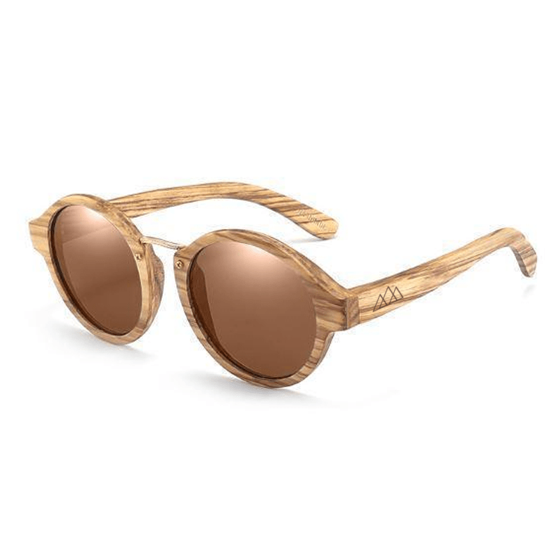 Lunette Soleil en Bois - Retro Zebra Luxe Brun