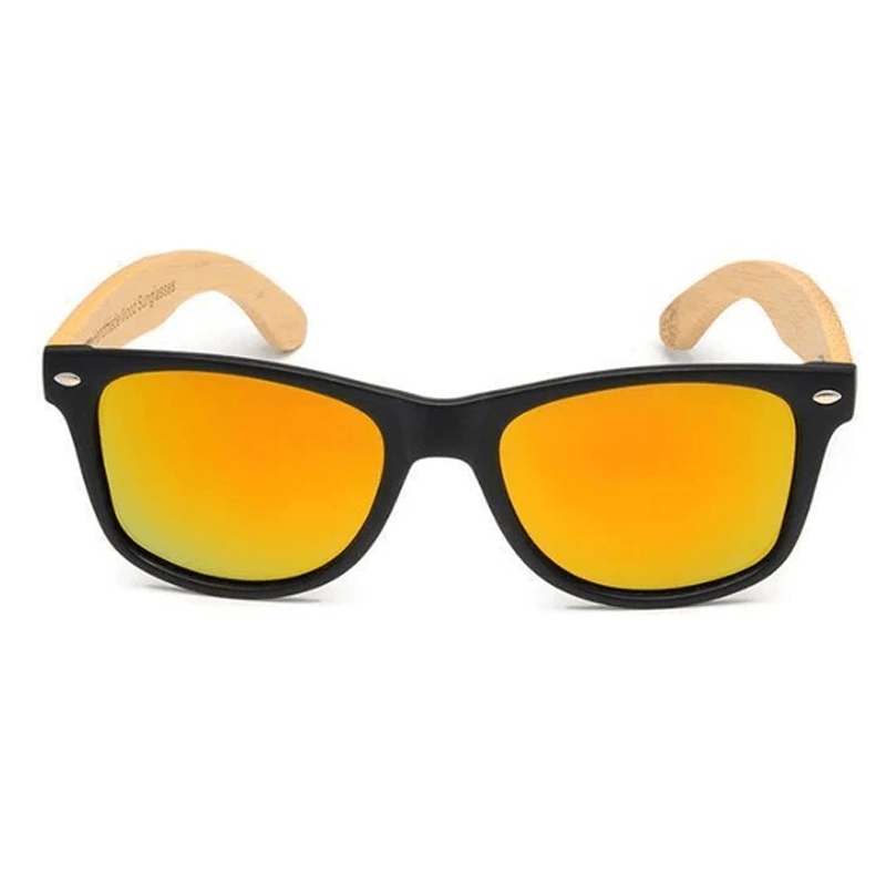 Lunette de Soleil Bois Homme - Wayfarer Noir Orange