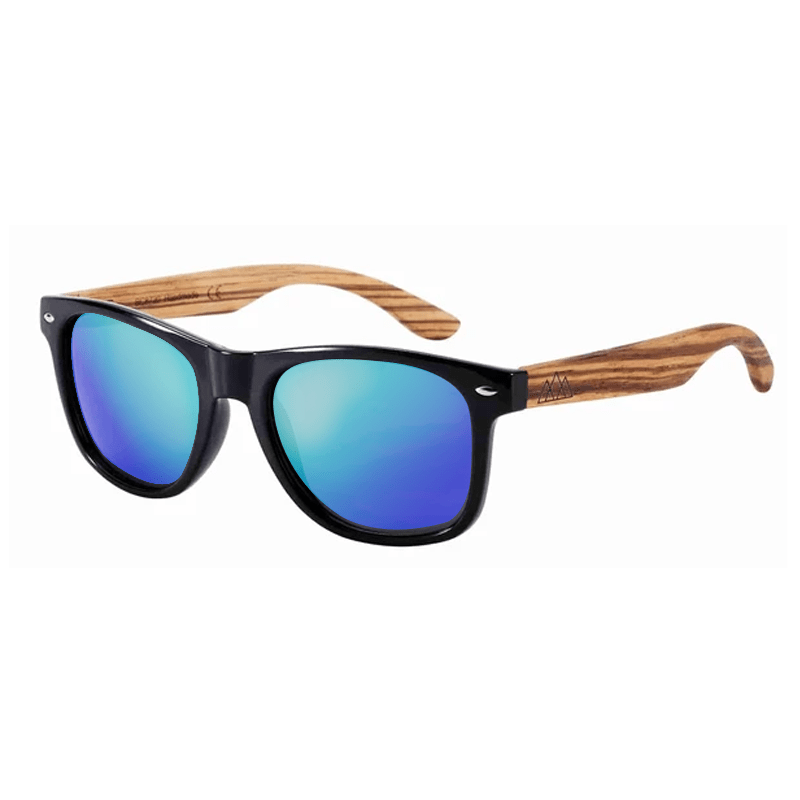 Lunettes de Soleil en Bois - Wayfarer Zebra Bleu