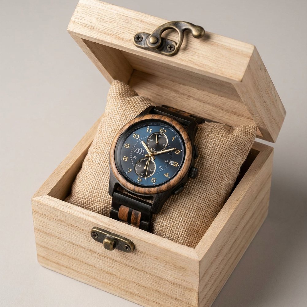 Montre en Bois Homme Gros Cadran - Zebra Abyss