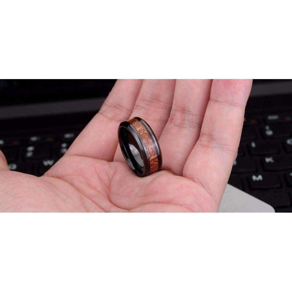 Taille 7 - 54/57mm Bague en Bois - Acier