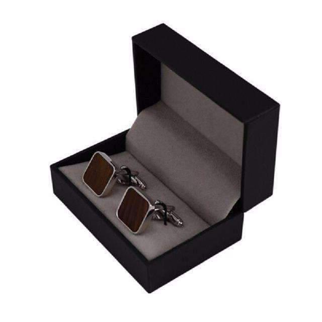 Avec coffret Boutons Manchettes Bois Carrés