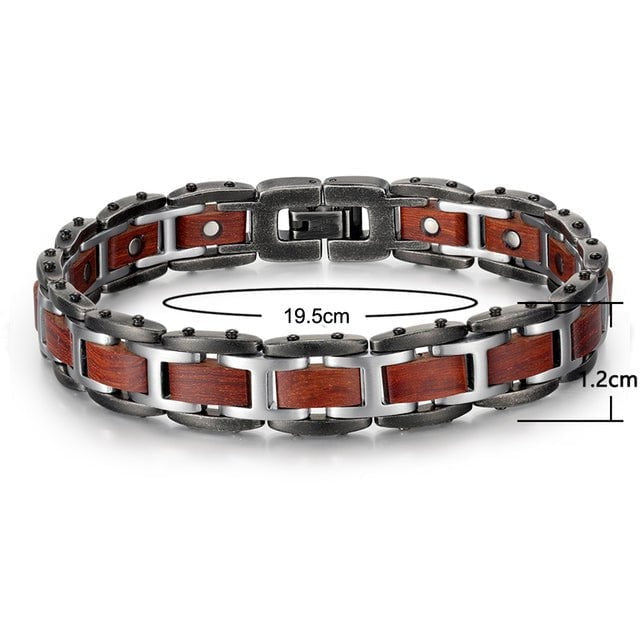 Bracelet magnétique bois Griffed Acajou, vue 4 sur fond blanc