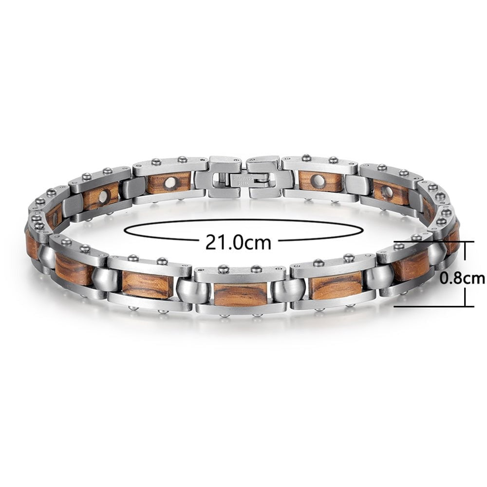Bracelet magnétique bois Slim Zebra, vue 4 sur fond blanc