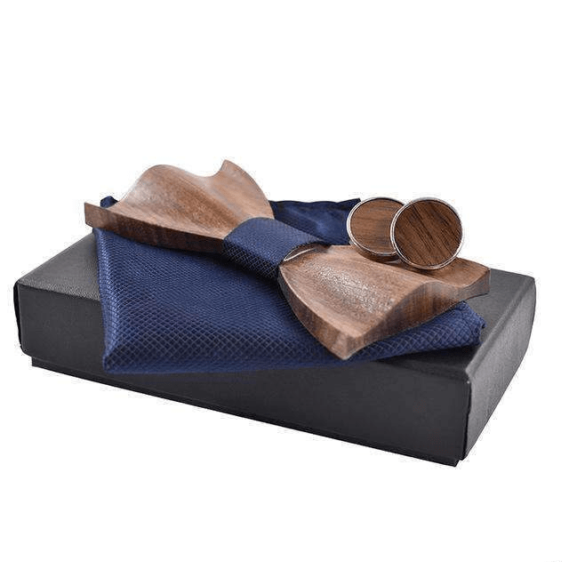 Coffret Noeud Papillon Bois - Kaga Bleu Marine