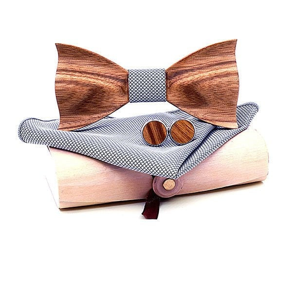 Coffret Noeud Papillon Bois Mariage - Rustika T249-C4