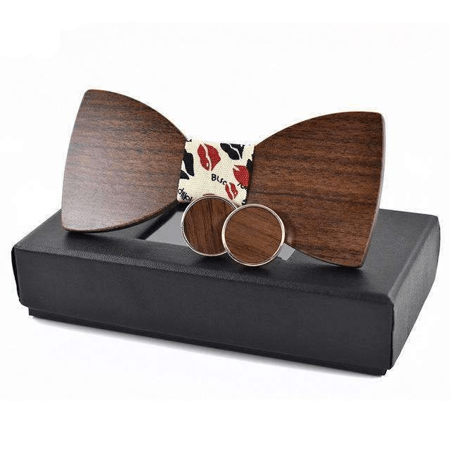 Motifs/Rouge-Noir Coffret Noeud Papillon Bois - Nuda