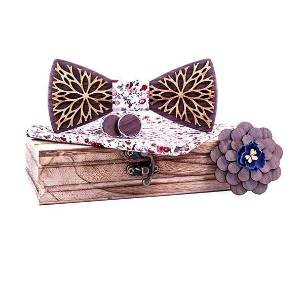 Fleuri Coffret Noeud Papillon Bois - Relief Fleuri
