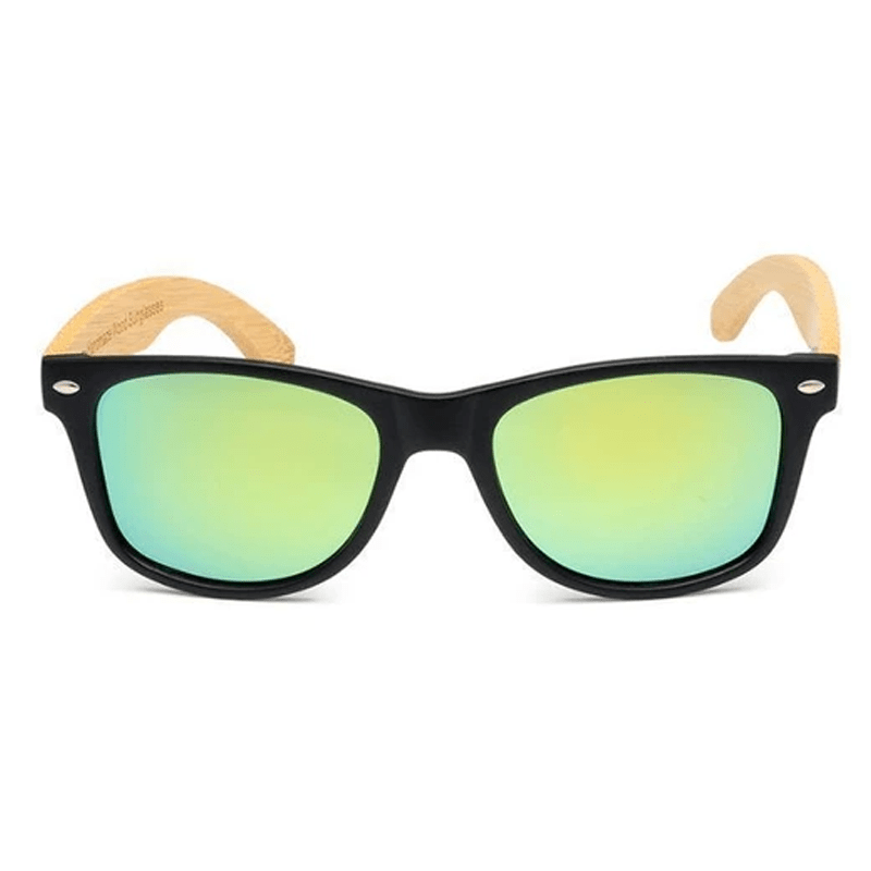 Lunette de Soleil Bois Homme - Wayfarer Noir Vert