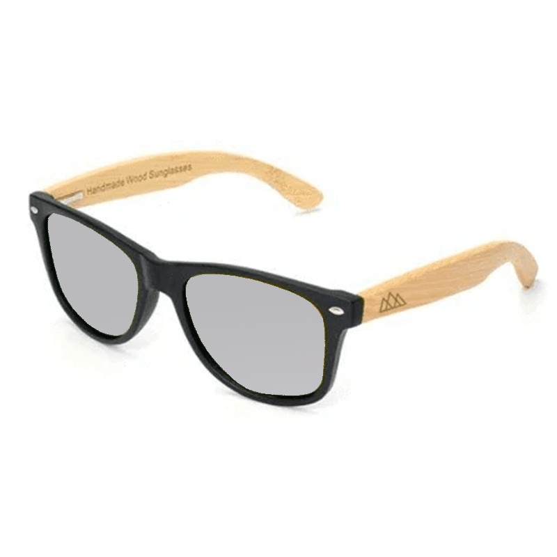 Lunettes en Bois - Wayfarer Noir Gris clair
