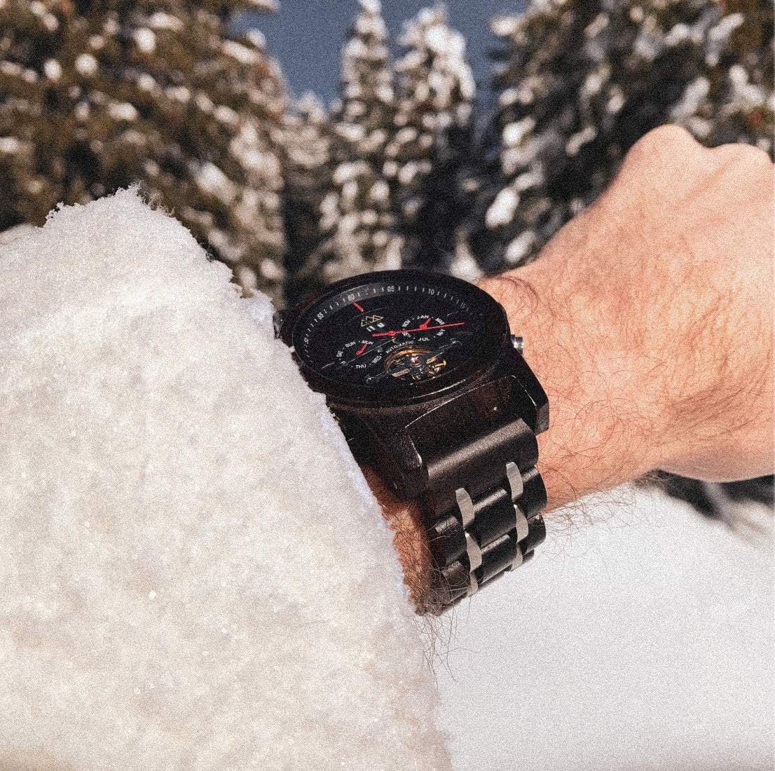 Montre en Bois Automatique Noire