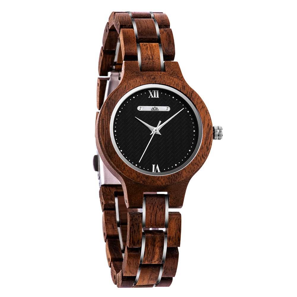 Montre en Bois Femme Style foncé