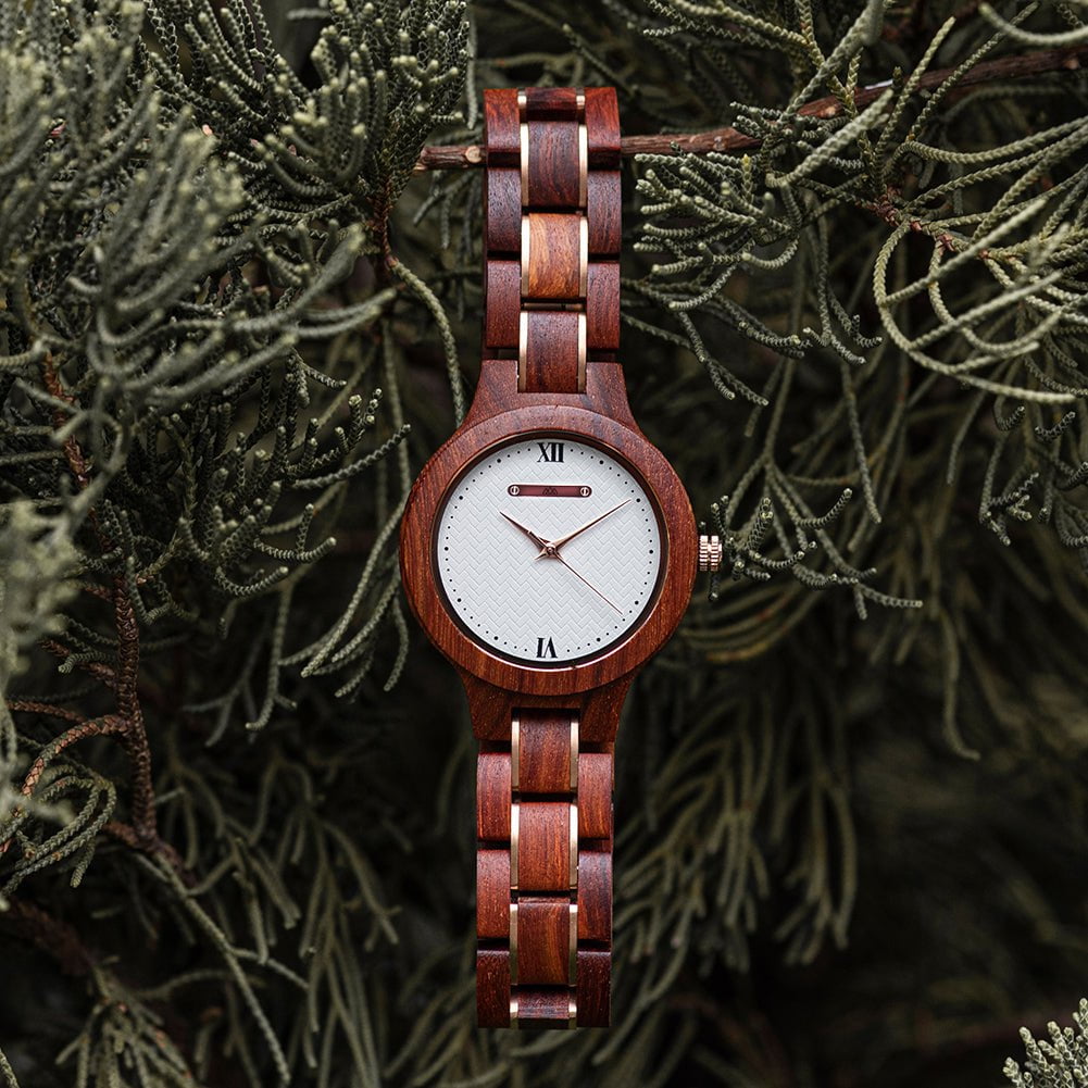 Montre en Bois Femme Bordeaux