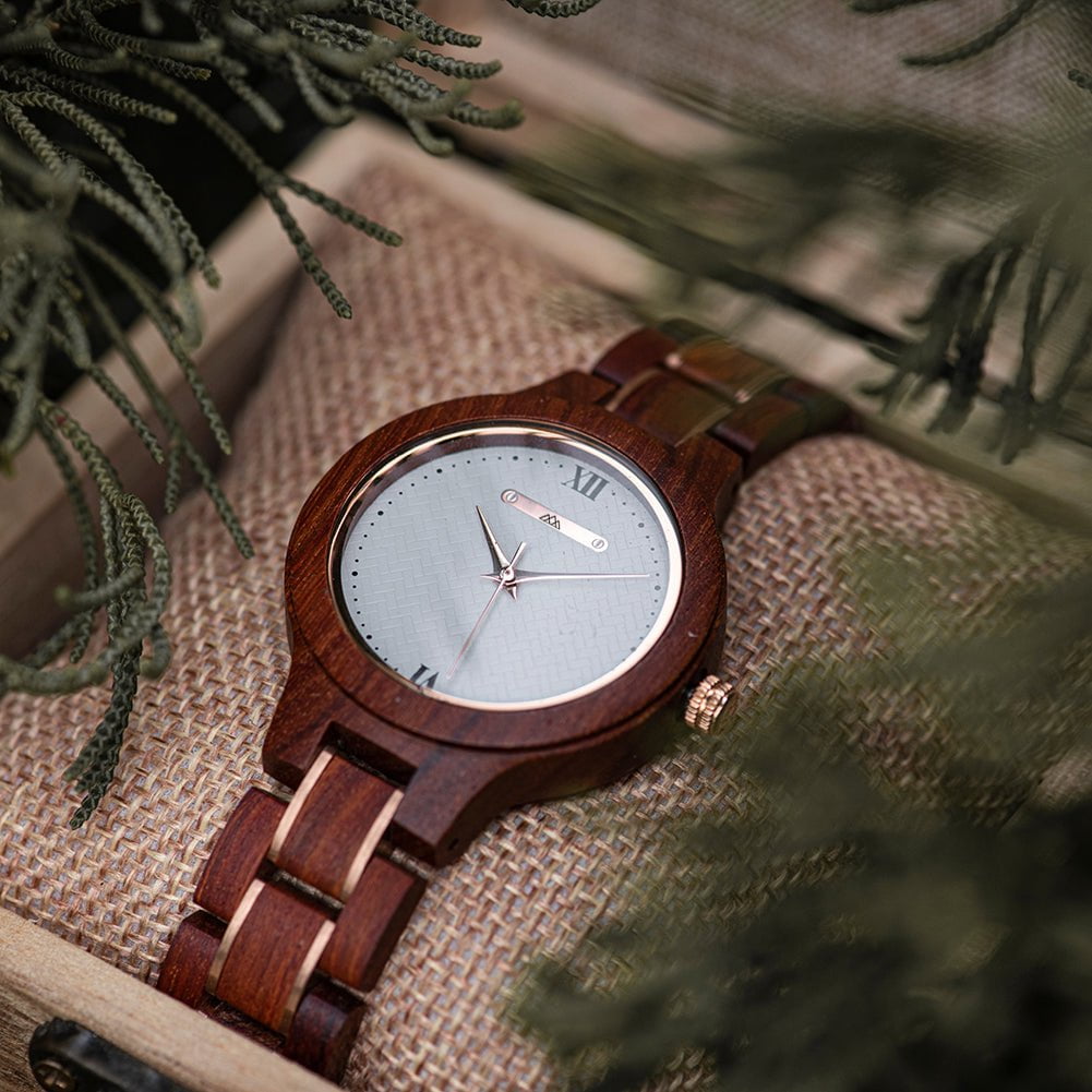 Montre en Bois bracelet Bordeaux