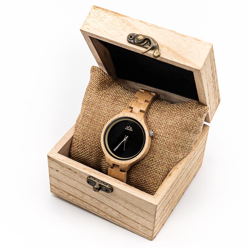 Montre en Bois Femme Chic noir