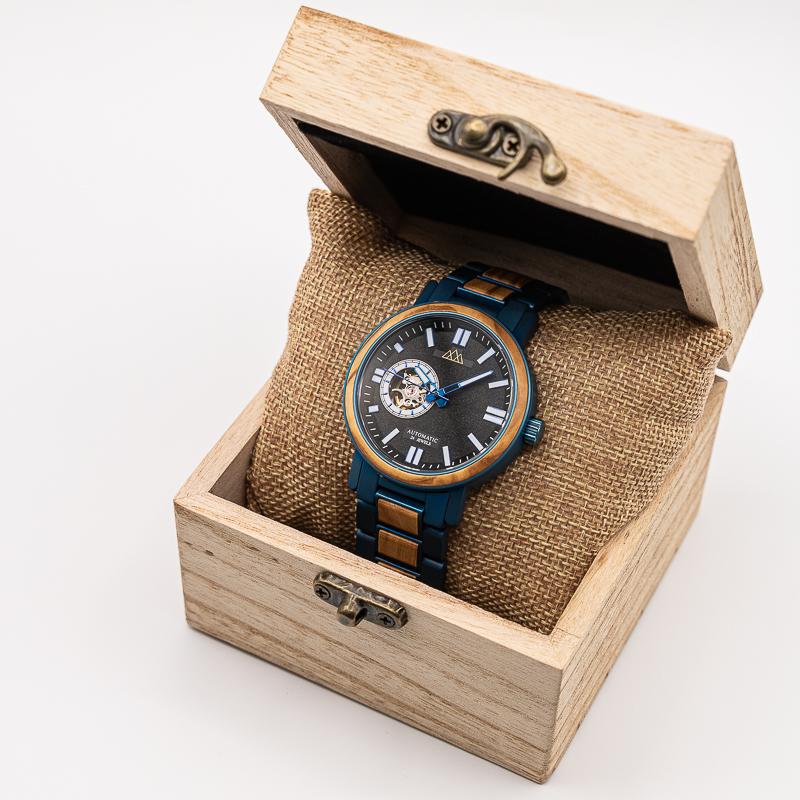 Montre en Bois Homme Bleu sport