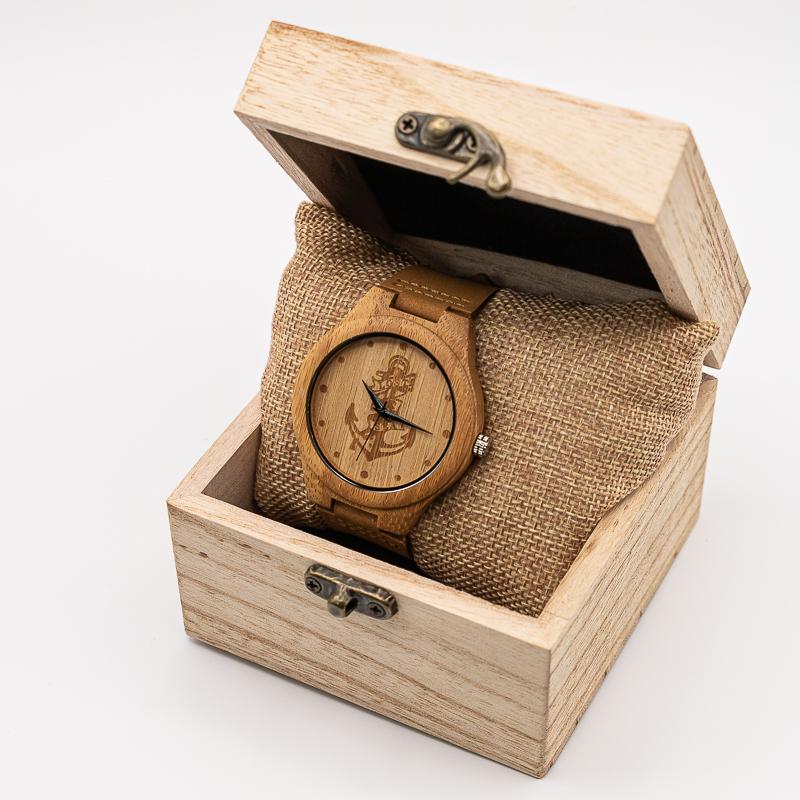 Montre en Bois Bracelet Cuir homme