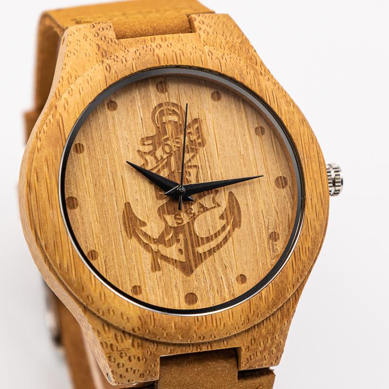 Montre en Bois Bracelet Cuir homme