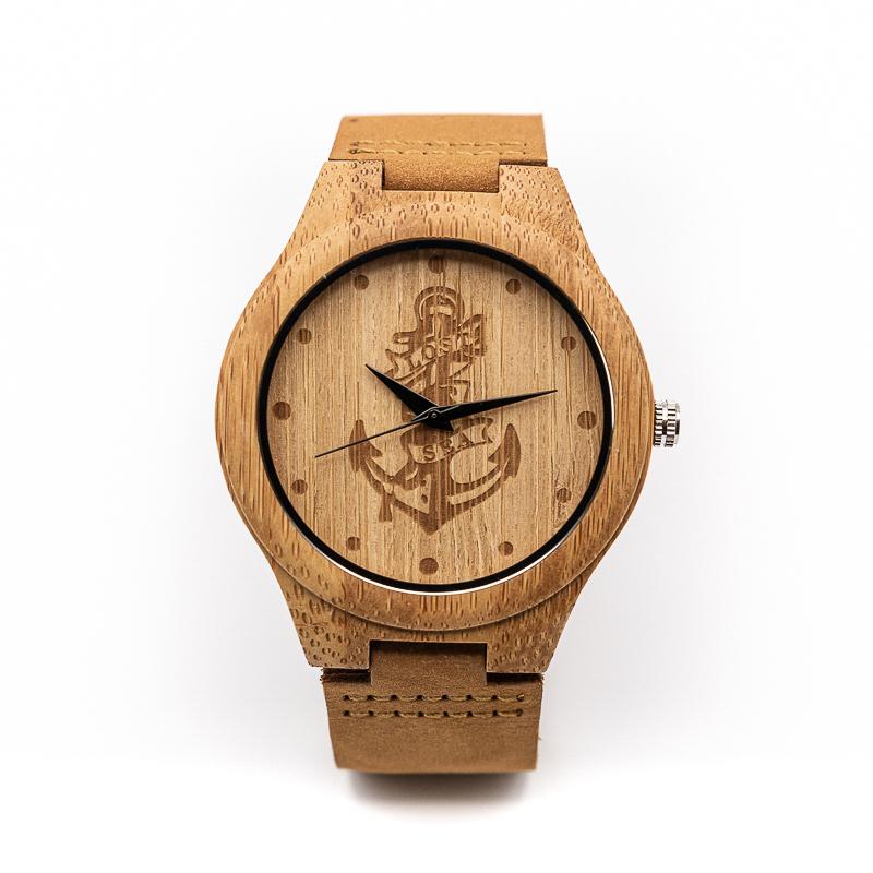 Montre en Bois Bracelet Cuir