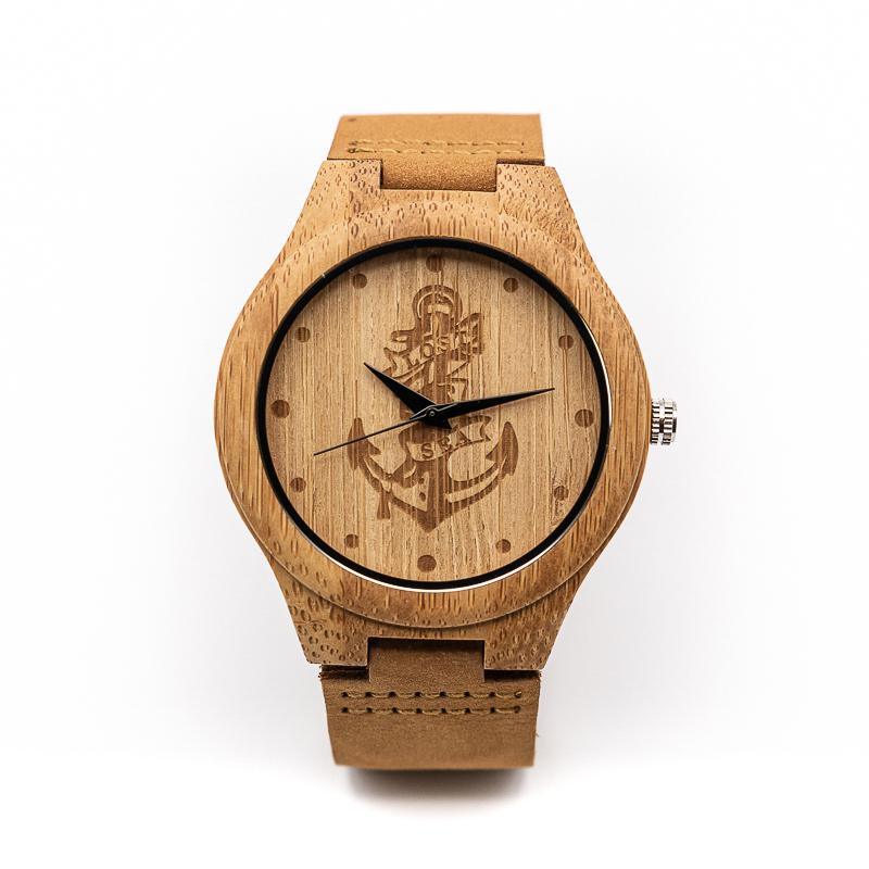 Montre en Bois Bracelet Cuir