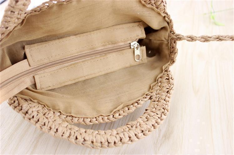Beige Sac en Paille Rond - Mia