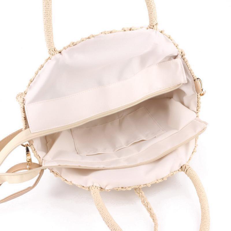 Beige Sac Rond Rotin - Lola