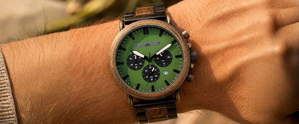 Montre en Bois Cadran Vert