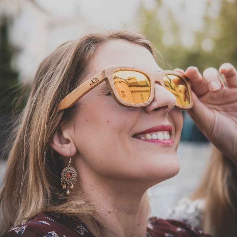 Lunettes en bois - Bambou Ambre Orange