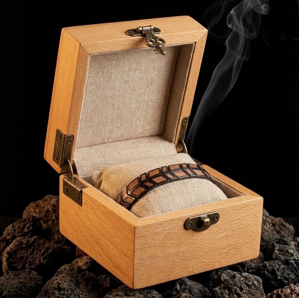Ecrin en bois du bracelet homme Orwell Noir Noyer - coffret cadeau The Wood Stock