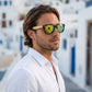 Lunette de Soleil Bois Homme - Wayfarer Noir Vert