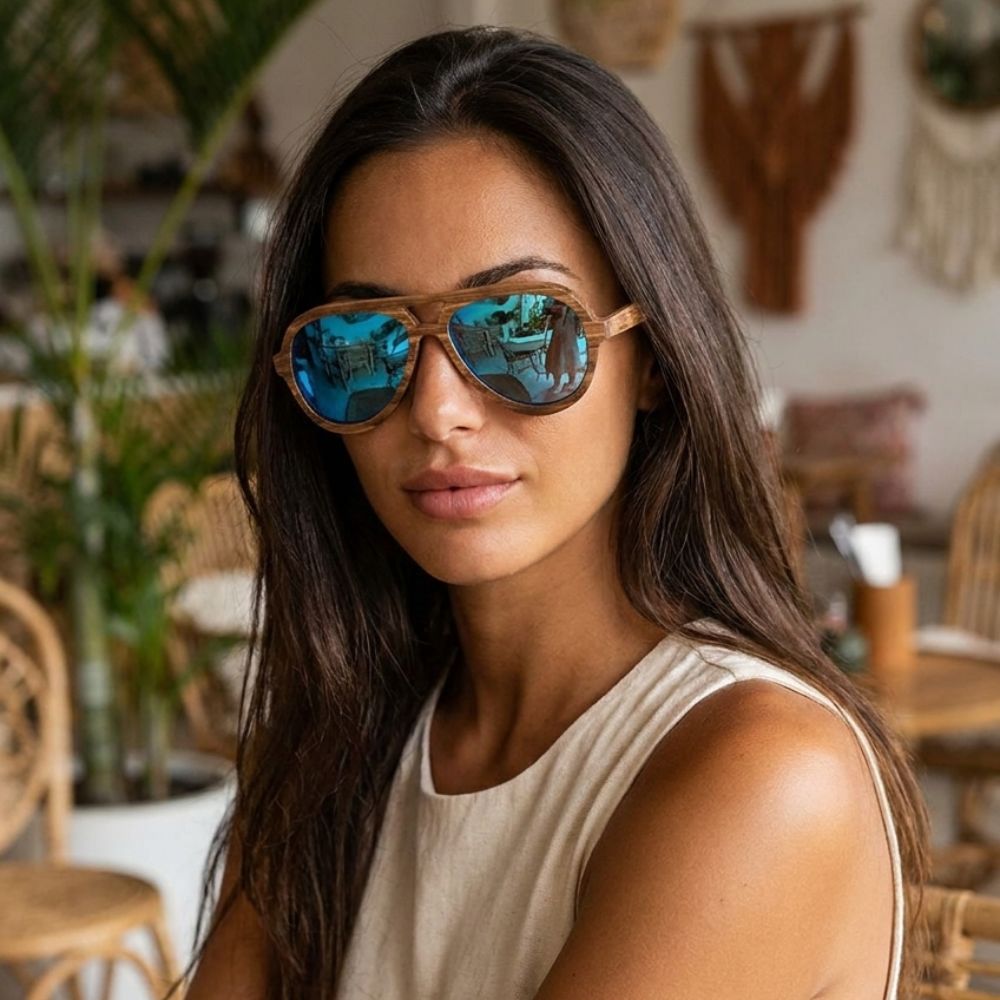 Lunettes en bois - Aviator Vert