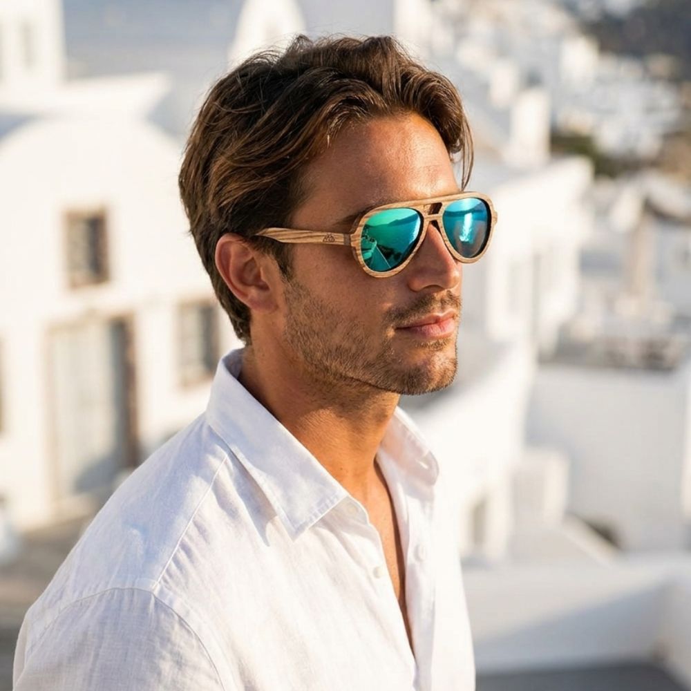 Lunettes en bois - Aviator Vert