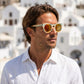 Lunette en bois - Retro Rainbow Orange