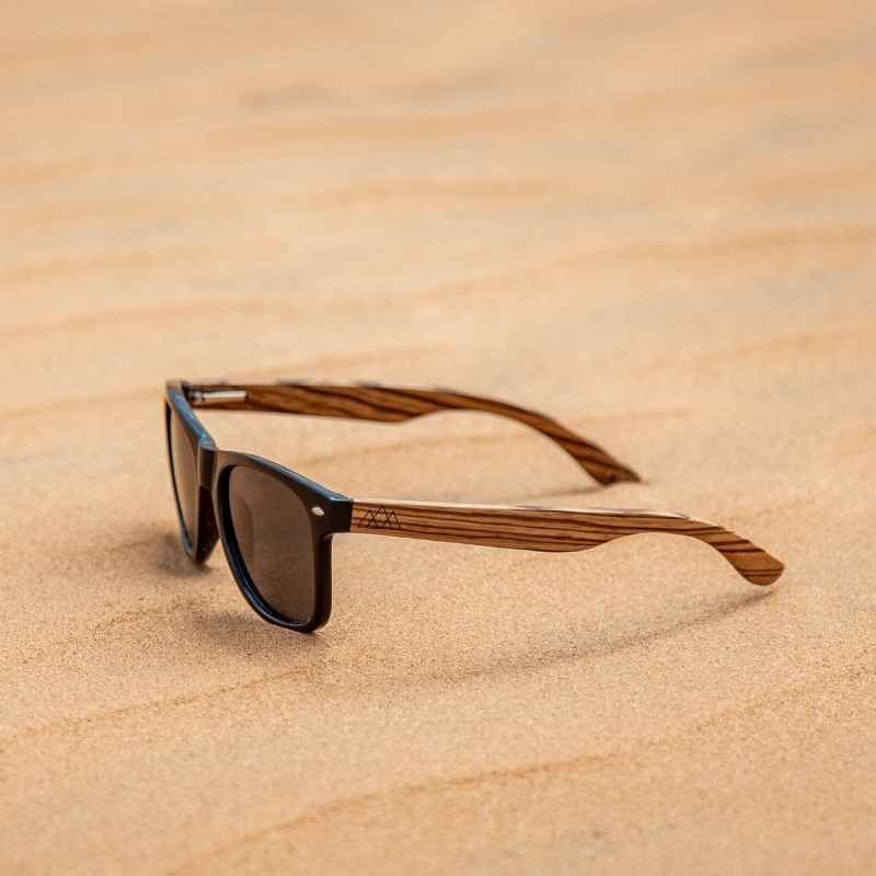 Lunettes de Soleil en Bois - Wayfarer Zebra Noir