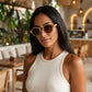 Lunette Soleil en Bois - Retro Zebra Luxe Brun