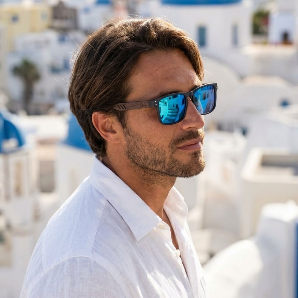 Lunettes en Bois Wayfarer - Surf Bleu