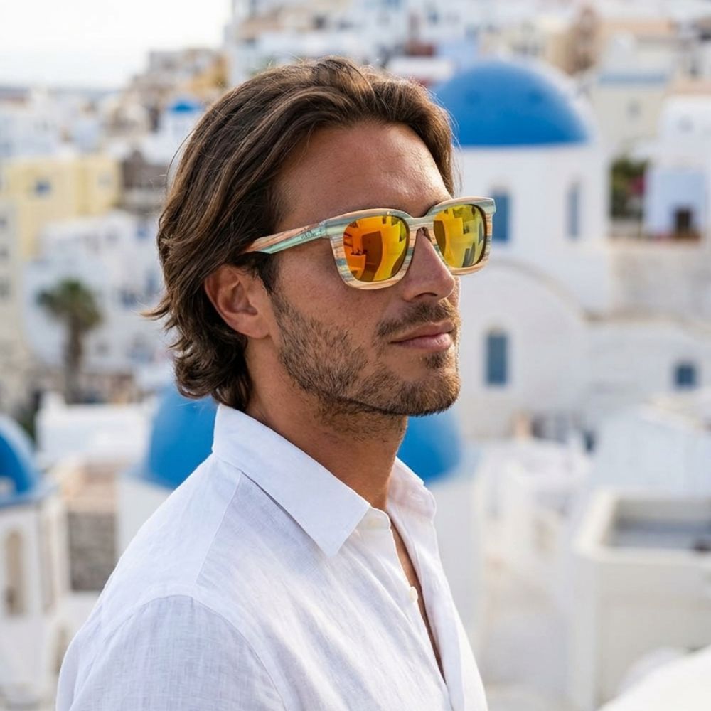 Lunettes en Bois - Skateboard Orange