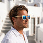 Lunette en bois - Retro Rainbow Bleu
