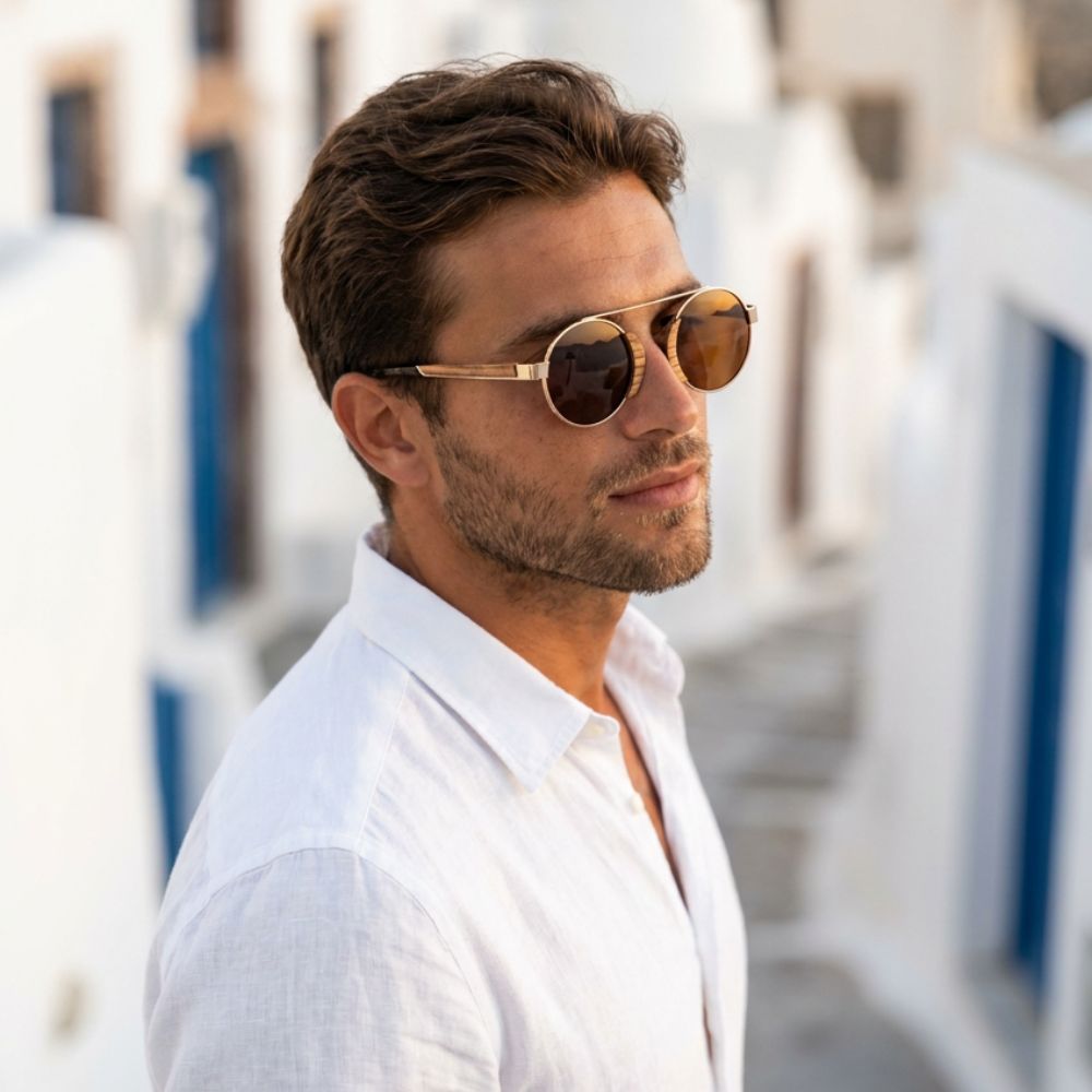 Lunette Soleil Bois Homme - Vintage Brun