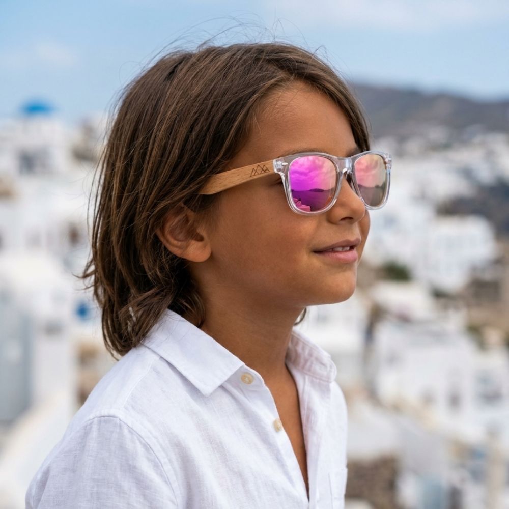 Lunettes en bois Enfant - Wayfarer Sky Junior Rose Orange