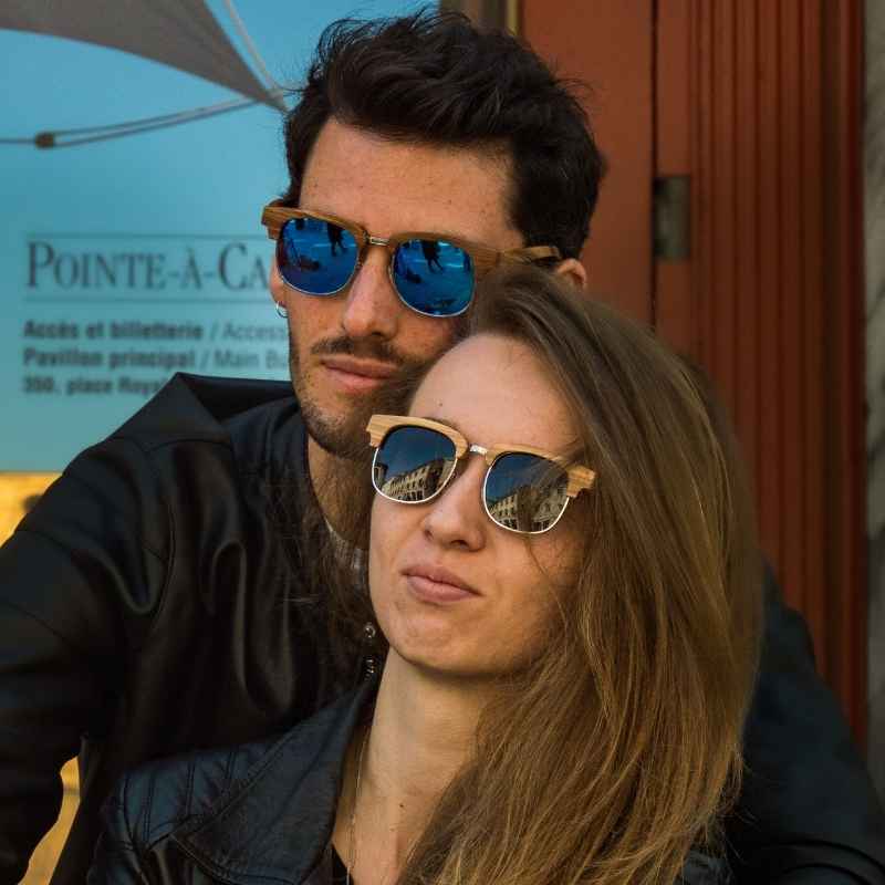 Lunettes en bois Ray Ban Clubmaster - Gris