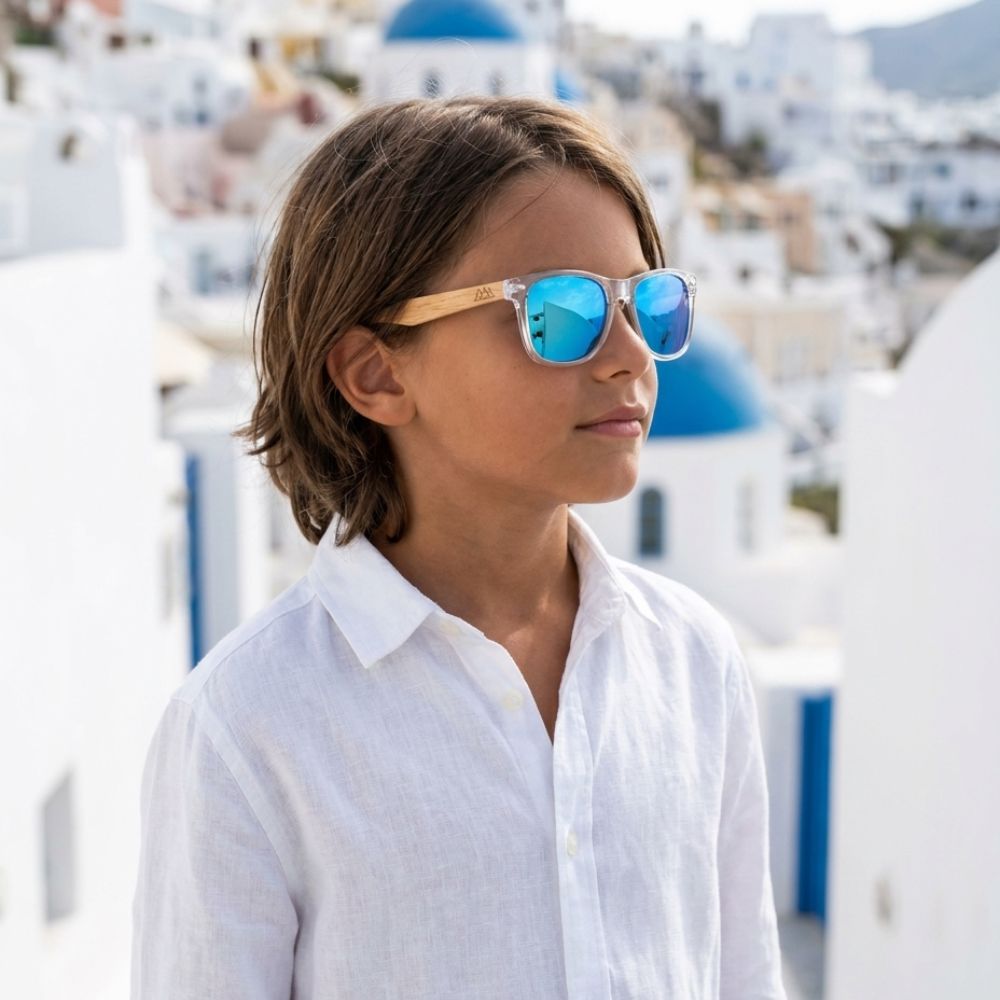 Lunettes en bois Enfant - Wayfarer Sky Junior Bleu