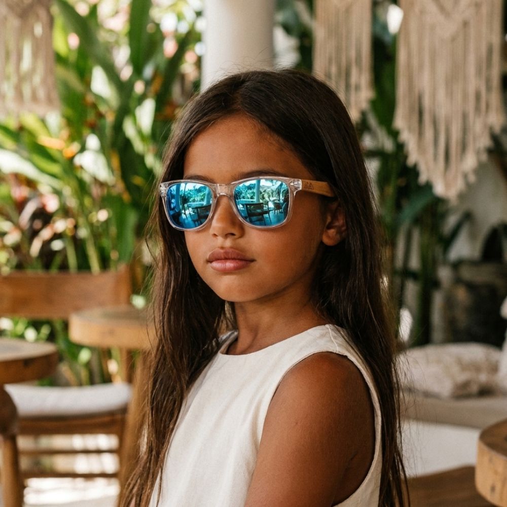 Lunettes en bois Enfant - Wayfarer Sky Junior Bleu